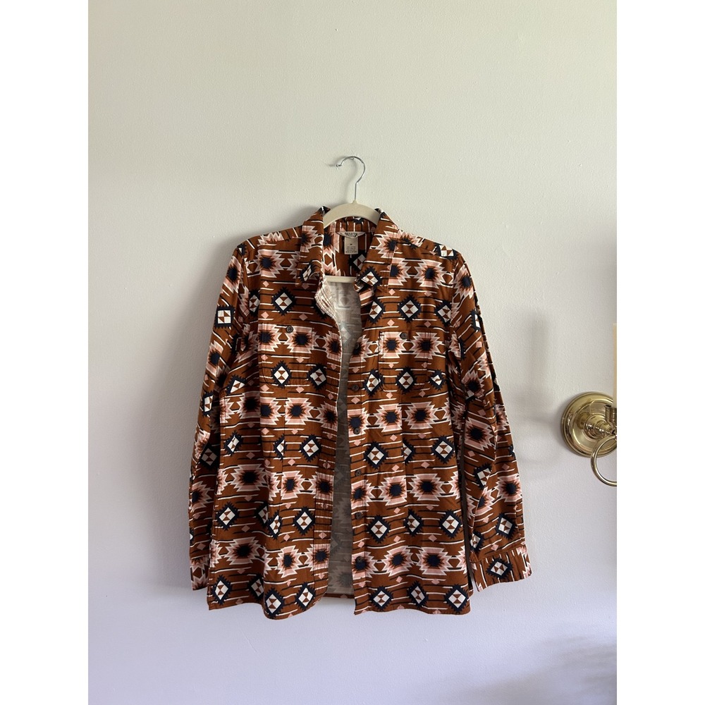 Duluth Trading Co Womens Geometric Aztec Print‎ Button Up Casual Shirt - Picture 2 of 2